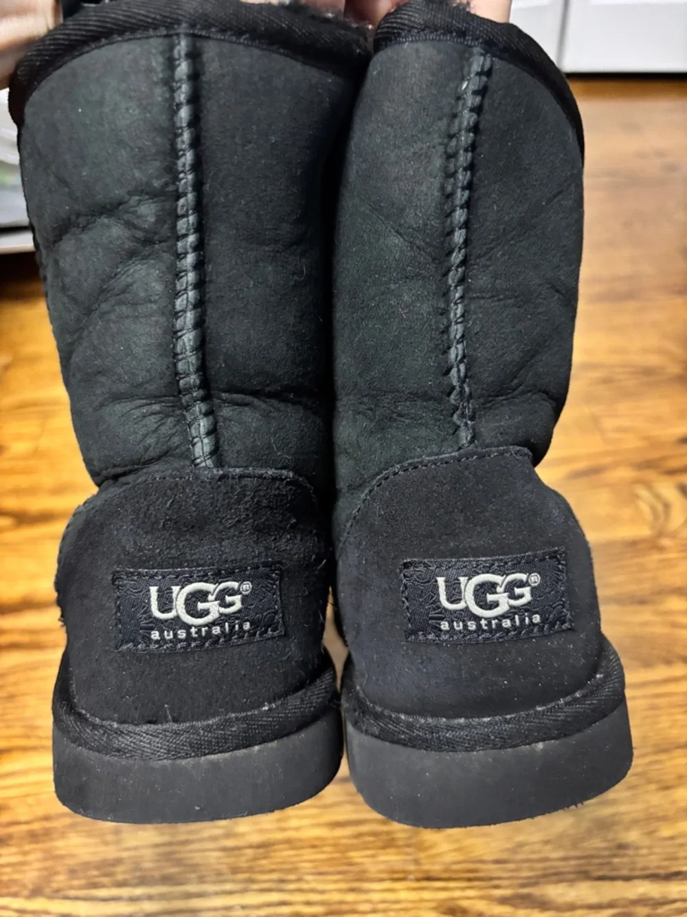 UGG Classic Short Boots Black Suede Kids Size 3 | Shearling Lined | Cozy Staple
